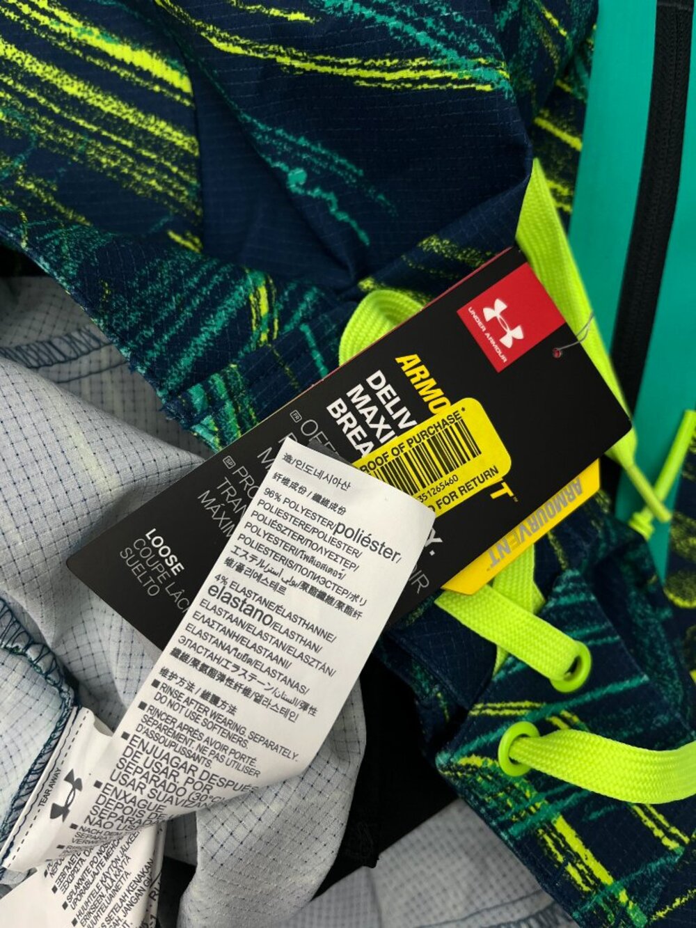 Under Armour NEW NWT Storm 1 Neon Loose Abstract Swim Board Short Trunks Mens 34 - Picture 2 of 5